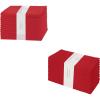 PurpleEssences Cloth Napkins 18 x 18 Inch Set of 12 Solid Napkins and Hemstitch Napkins – Red