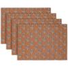 PurpleEssences Fall Placemats – Set of 4, 13×19 Inch – Leaves Design, 100% Cotton, Washable Autumn Table Mats for Thanksgiving, Kitchen, Dining & Party Decor (Sienna Sage, 13 x 19 Inch)(Goldenrod Rust)