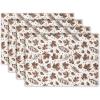 PurpleEssences Fall Placemats – Set of 4, 13×19 Inch – Leaves Design, 100% Cotton, Washable Autumn Table Mats for Thanksgiving, Kitchen, Dining & Party Decor (Sienna Sage, 13 x 19 Inch)(Fall Dream)