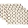 PurpleEssences Fall Placemats – Set of 4, 13×19 Inch – Leaves Design, 100% Cotton, Washable Autumn Table Mats for Thanksgiving, Kitchen, Dining & Party Decor (Sienna Sage, 13 x 19 Inch)(Goldenrod Beige)