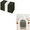 PurpleEssences Hemstitch Cloth Napkins 18 x 18 Inch (Set of 12) and Table Runner Ribbed 14×72 (14×77.5, Fringe Included) – Olive Green