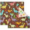 PurpleEssences Reusable Cloth Napkins | 12”x12”, 2-Ply, Thick, Absorbent, Durable | Machine Washable | Soft Cotton Fabric | Great for Lunchboxes | Set of 2 Napkins – Avocado(Dinosaurs Alpha)