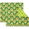 PurpleEssences Reusable Cloth Placemats | Reusable, Eco-Friendly | 15″x13″, 2-ply, Thick, Absorbent, Machine Washable | Set of 2 Placemats – Dinosaurs Alpha(Avocado)