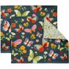 PurpleEssences Reusable Cloth Placemats | Reusable, Eco-Friendly | 15″x13″, 2-ply, Thick, Absorbent, Machine Washable | Set of 2 Placemats – Dinosaurs Alpha(Butterfly – Bug)