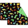 PurpleEssences Reusable Cloth Placemats | Reusable, Eco-Friendly | 15″x13″, 2-ply, Thick, Absorbent, Machine Washable | Set of 2 Placemats – Dinosaurs Alpha(Dinosaurs)