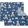 PurpleEssences Reusable Cloth Placemats | Reusable, Eco-Friendly | 15″x13″, 2-ply, Thick, Absorbent, Machine Washable | Set of 2 Placemats – Dinosaurs Alpha(Teddy)