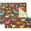 PurpleEssences Reusable Cloth Placemats | Reusable, Eco-Friendly | 15″x13″, 2-ply, Thick, Absorbent, Machine Washable | Set of 2 Placemats – Dinosaurs Alpha(Dinosaurs Alpha)