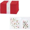 PurpleEssences Solid Cloth Napkins – Set of 12-18 x 18 Inch Christmas Mistletoe Napkins Set of 6 – Red