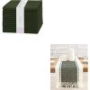 PurpleEssences Solid Cloth Napkins 18 x 18 Inch (Set of 12) and Table Runner Ribbed 14×72 (14×77.5, Fringe Included) – Olive Green