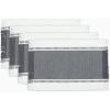 PurpleEssences Stripe Ribbed Placemats with Fringes 100% Cotton, Set of 4, 13×19 Inch, Thick Durable Table Mats for Dining, Kitchen, or Casual Farmhouse Tabletop Décor – Golden Yellow and H.White(Mineral Gray and H.white)