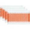 PurpleEssences Stripe Ribbed Placemats with Fringes 100% Cotton, Set of 4, 13×19 Inch, Thick Durable Table Mats for Dining, Kitchen, or Casual Farmhouse Tabletop Décor – Golden Yellow and H.White(Orange and H.white)