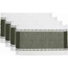 PurpleEssences Stripe Ribbed Placemats with Fringes 100% Cotton, Set of 4, 13×19 Inch, Thick Durable Table Mats for Dining, Kitchen, or Casual Farmhouse Tabletop Décor – Golden Yellow and H.White(Artichoke Green and H.white)