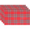 PurpleEssences Tartan Plaid Placemats, Set of 4, Washable Spill Proof Double Layer Woven placemat for Dining Table and Kitchen Christmas – 13 x 19 Inch – Red and Green(Red and Green)