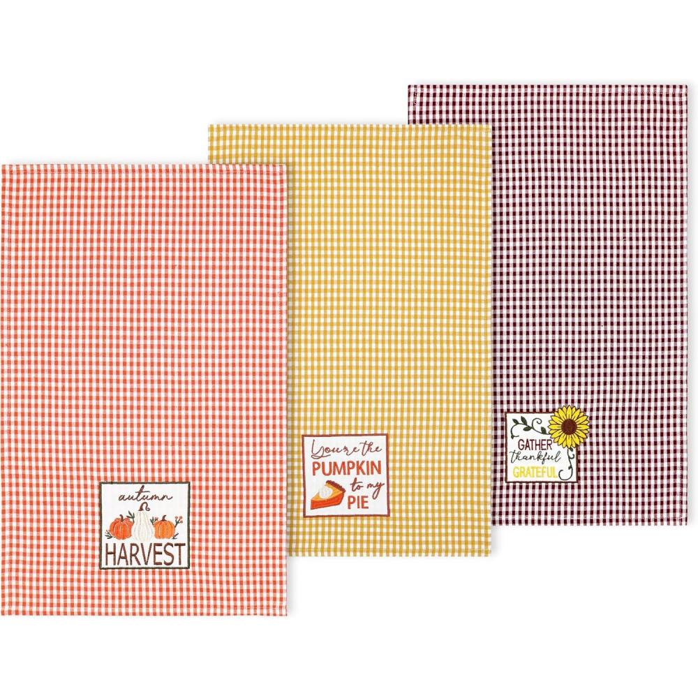 imagePurpleEssences Fall Thanksgiving Pumpkin Kitchen Towels Set of 3 16x26 Inch 100 Cotton Absorbent MultiPurpose Dish Hand Tea and Bar Towels for Autumn Thanksgiving Trio