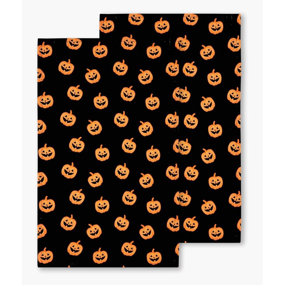 imagePurpleEssences Halloween Kitchen Towels Set of 216x28 inch 100 Cotton Dish Towels Absorbent Reusable Hand Towels for Drying Cleaning ampamp Kitchen Dcor Scary PumpkinHalloween Pumpkin