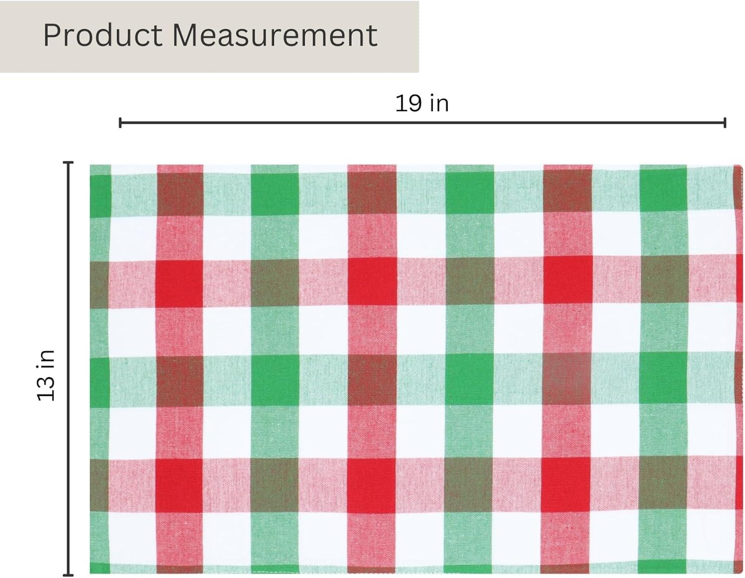 imagePurpleEssences Buffalo Plaid Table Runner 14x72 Pack of 1 Napkin 18x18 Set of 12 Placemats 13x19 Set of 4 100 Cotton RedGreenWhite