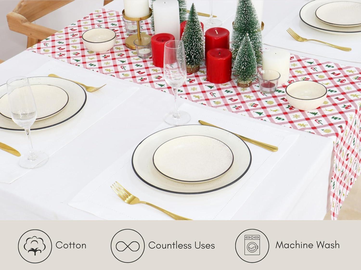 imagePurpleEssences Christmas Cloth Napkins Set of 6 18x18 Inch ampamp Table Runner 14 x 72 inch Pack of 1100 Cotton Christmas Carnival Red Gold