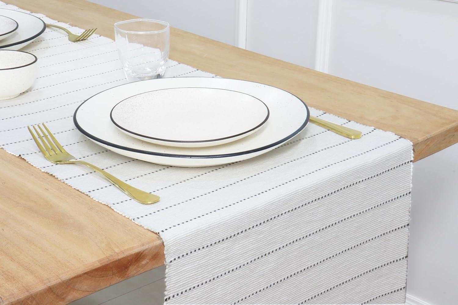 imagePurpleEssences Cloth Napkins Set of 1218 x 18 Inch Dobby Stripe Ribbed Runner 14x72 inch Gray