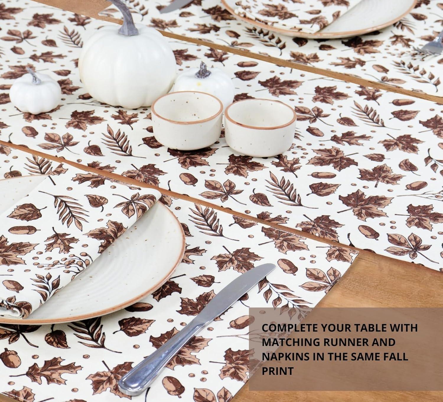 imagePurpleEssences Fall Napkins 18x18 Inch Set of 6 Table Runner 13 x 72 Inch Pack of 1 Placemats 13 x 19 Inch Set of 4 and Throw Pillow Cover 18 x 18 Inch Set of 2100 Cotton Fall Dream