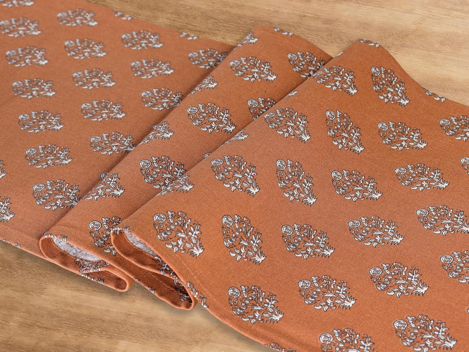 imagePurpleEssences Fall Napkins Set of 6 18 x 18 Inch and Table Runner Pack of 1 13 x 90 Inch 100 Cotton Goldenrod Rust