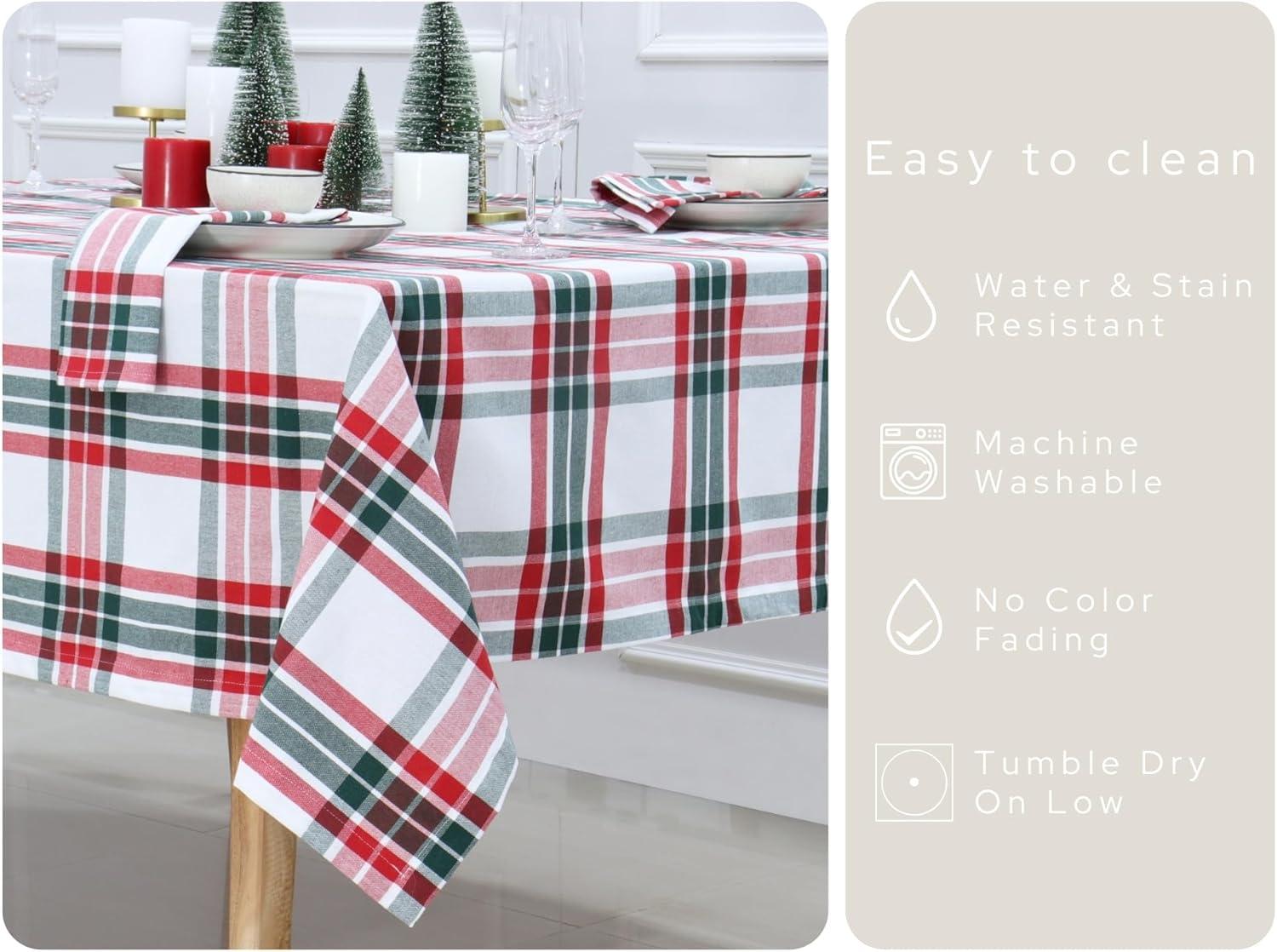 imagePurpleEssences Homestead Plaid Napkin 18 x 18 Inch Set of 12 Tablecloth 60 x 84 Inch Pack of 1100 Cotton RedGreenWhite