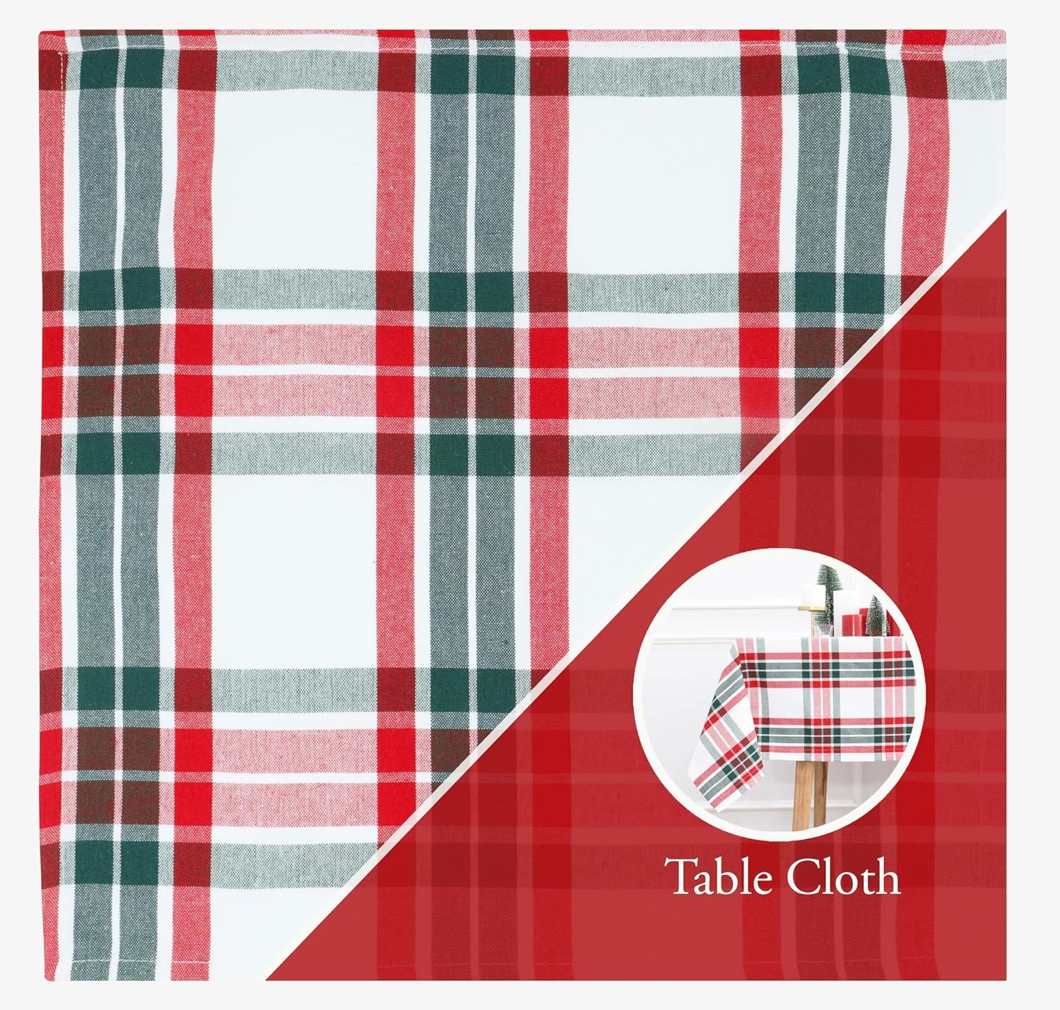 imagePurpleEssences Homestead Plaid Napkin 18 x 18 Inch Set of 12 Tablecloth 60 x 84 Inch Pack of 1100 Cotton RedGreenWhite