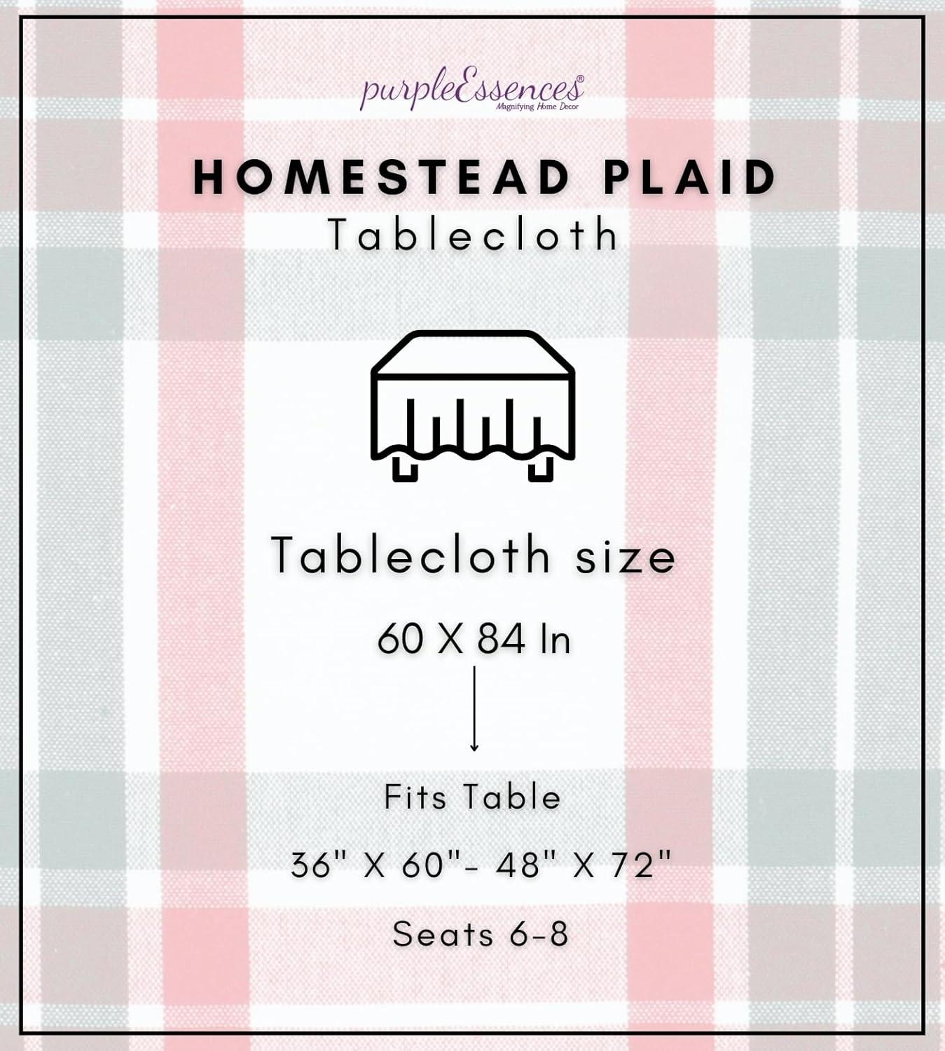 imagePurpleEssences Homestead Plaid Napkin 18 x 18 Inch Set of 12 Tablecloth 60 x 84 Inch Pack of 1100 Cotton RedGreenWhite