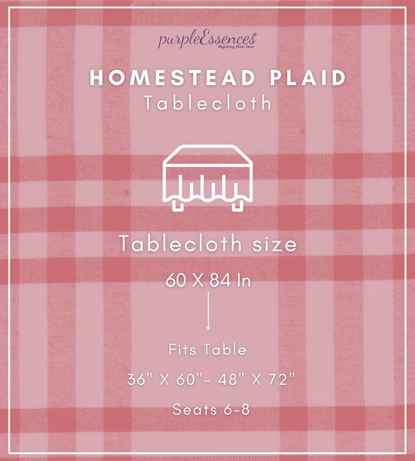 imagePurpleEssences Homestead Plaid Napkin 18 x 18 Inch Set of 12 Tablecloth 60 x 84 Inch Pack of 1100 Cotton RedWhite