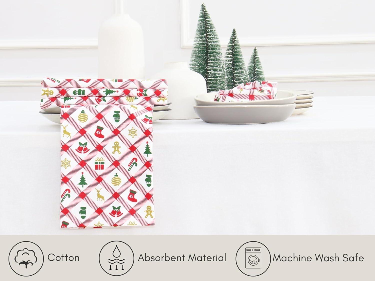 imagePurpleEssences Solid Cloth Napkins Set of 1218 x 18 Inch Christmas Carnival Napkins Set of 6 Red