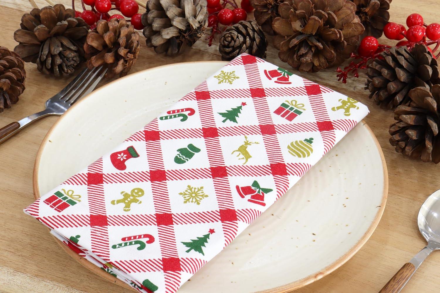 imagePurpleEssences Solid Cloth Napkins Set of 1218 x 18 Inch Christmas Carnival Napkins Set of 6 Red