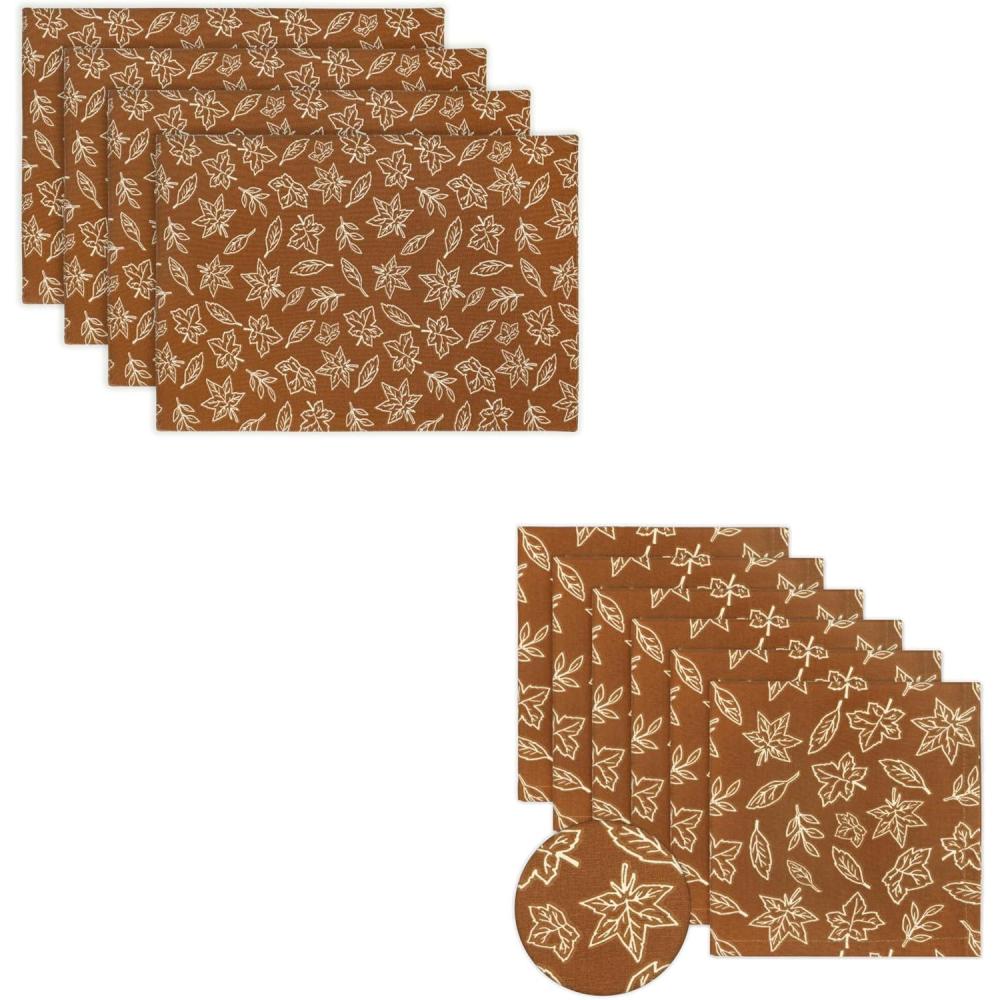 imagePurpleEssences Fall Placemats Set of 4 13x19 Inch and Table Napkins Set of 618 x 18 Inch 100 Cotton Jora