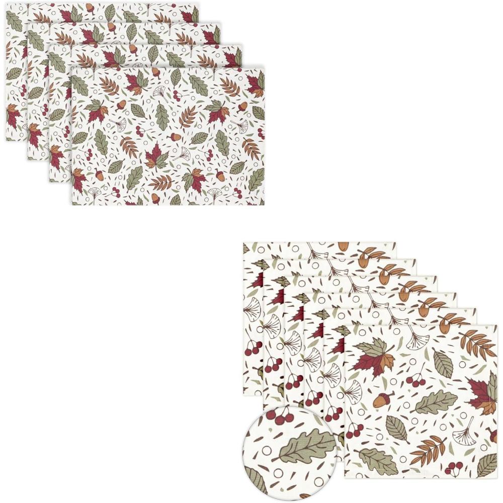 imagePurpleEssences Fall Pumpkin Placemats Set of 4 13x19 Inch and Table Napkins Set of 618 x 18 Inch 100 Cotton Sienna Sage