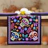 PurpleEssences Halloween Table Runner 13×72 Inch – Spooky Seasonal Decor for Kitchen & Dining Table – 100% Cotton, Table Centerpiece for Halloween Party Decoration – Day of The Death 1(Day of the Death 2)