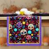 PurpleEssences Halloween Table Runner 13×72 Inch – Spooky Seasonal Decor for Kitchen & Dining Table – 100% Cotton, Table Centerpiece for Halloween Party Decoration – Day of The Death 1(Day of the Death 1)