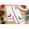 PurpleEssences Hemstitch Cloth Napkins – Set of 12-18 x 18 Inch, Christmas Cloth Napkins – Set of 6-100% Cotton – Embroidery Mistletoe – White/Mistletoe