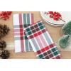 PurpleEssences Homestead Plaid Napkin 18 x 18 Inch Set of 12, Tablecloth 60 x 84 Inch Pack of 1-100% Cotton – Red/Green/White