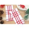 PurpleEssences Homestead Plaid Napkin 18 x 18 Inch Set of 12, Tablecloth 60 x 84 Inch Pack of 1-100% Cotton – Red/White