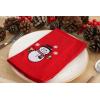 PurpleEssences Solid Waffle Kitchen Towel 15” x 25” (Set of 6) and Embroidery Napkin 18”x18” (Set of 6) – Red/Snowman