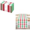 PurpleEssences Buffalo Plaid Napkin 18 x 18 Inch Set of 12, Table Runner 14 x 90 Inch Pack of 1-100% Cotton – Red/Green/White