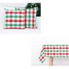 PurpleEssences Buffalo Plaid Pillow Cover 20” x 20” (Set of 2) and Table Cloth 60”x120” (Pack of 1) – Red/Green/White