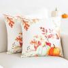 PurpleEssences Fall Pumpkin Throw Pillow Covers – Set of 2, 18×18 Inch, 100% Cotton Fall Cushion Cases – Farmhouse Autumn Decor for Sofa, Couch, Porch, or Bench – Pumpkin