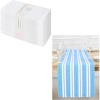 PurpleEssences Hemstitch Cloth Napkins – Set of 12-18 x 18 Inch Double Stripe Ribbed Woven Table Runner 14×90 Inch – Aqua Blue/White