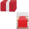 PurpleEssences Solid Cloth Napkins – Set of 12-18 x 18 Inch, Solid Ribbed Woven Table Runner 14×72 Inch – Red