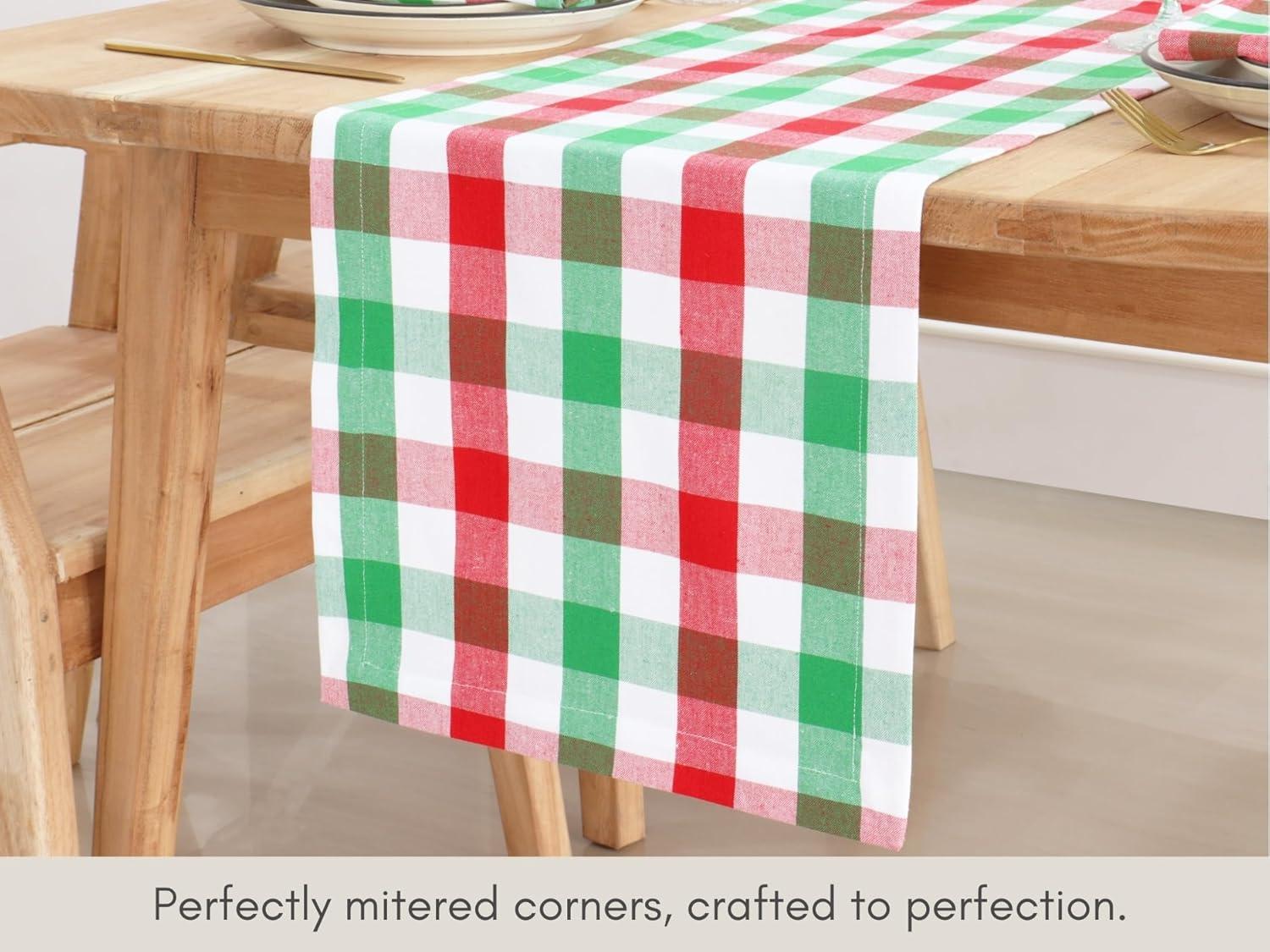 imagePurpleEssences Homestead Plaid Table Runner 14 x 90 inch Classic Farmhouse 100 Cotton Checkered Table Runner Fall Thanksgiving Beige and White14 x 90 Inch