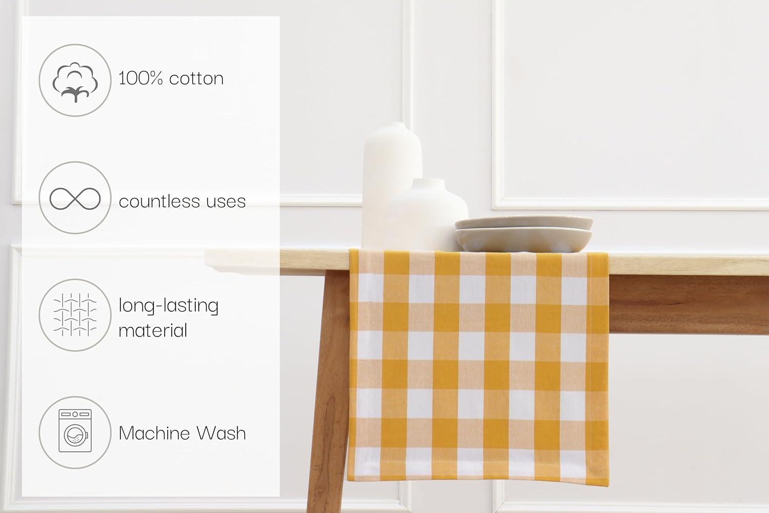 imagePurpleEssences Homestead Plaid Table Runner 14 x 90 inch Classic Farmhouse 100 Cotton Checkered Table Runner Fall Thanksgiving Beige and White14 x 90 Inch