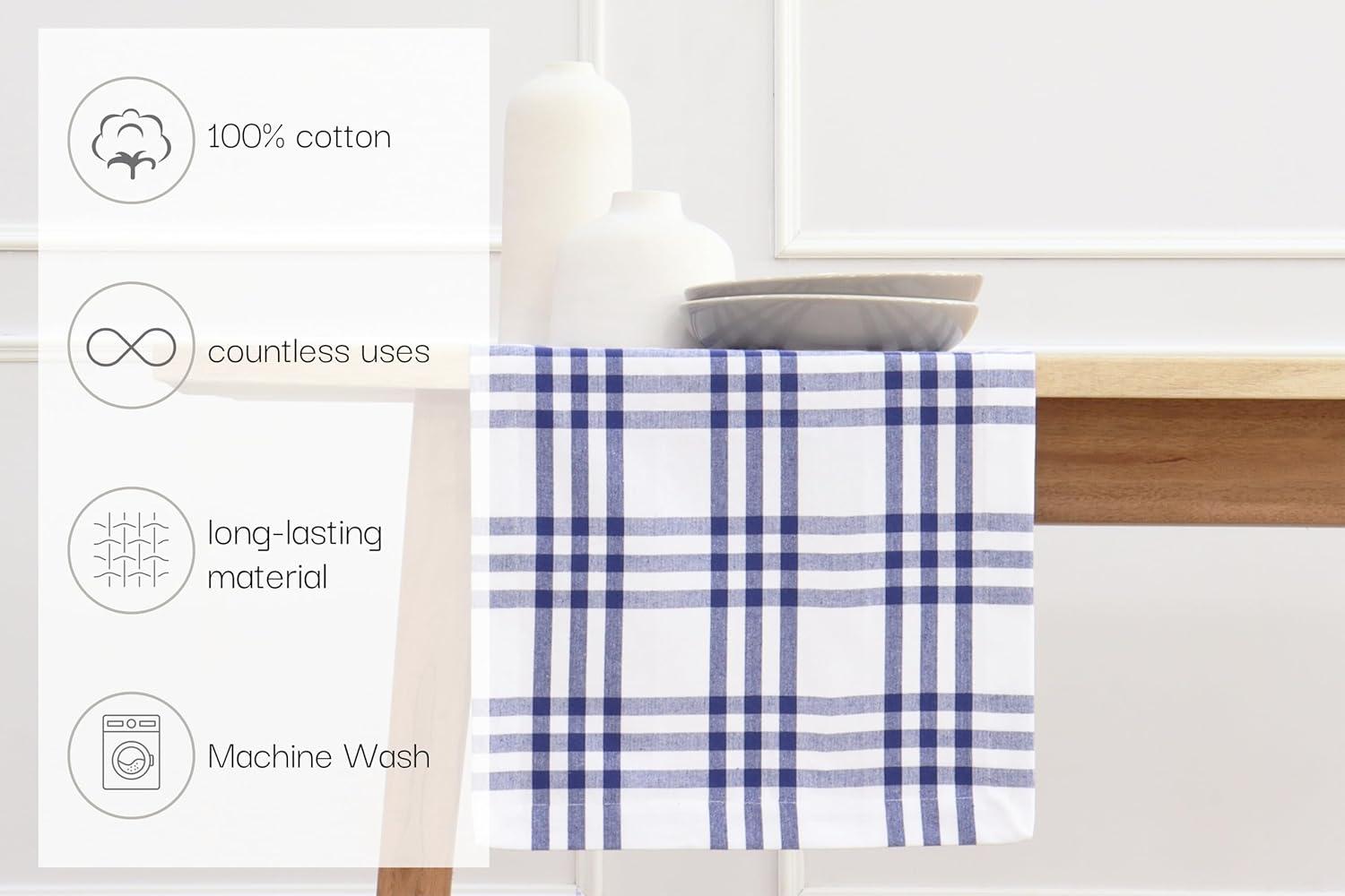 imagePurpleEssences Homestead Plaid Table Runner 14 x 90 inch Classic Farmhouse 100 Cotton Checkered Table Runner Fall Thanksgiving Beige and White14 x 90 Inch