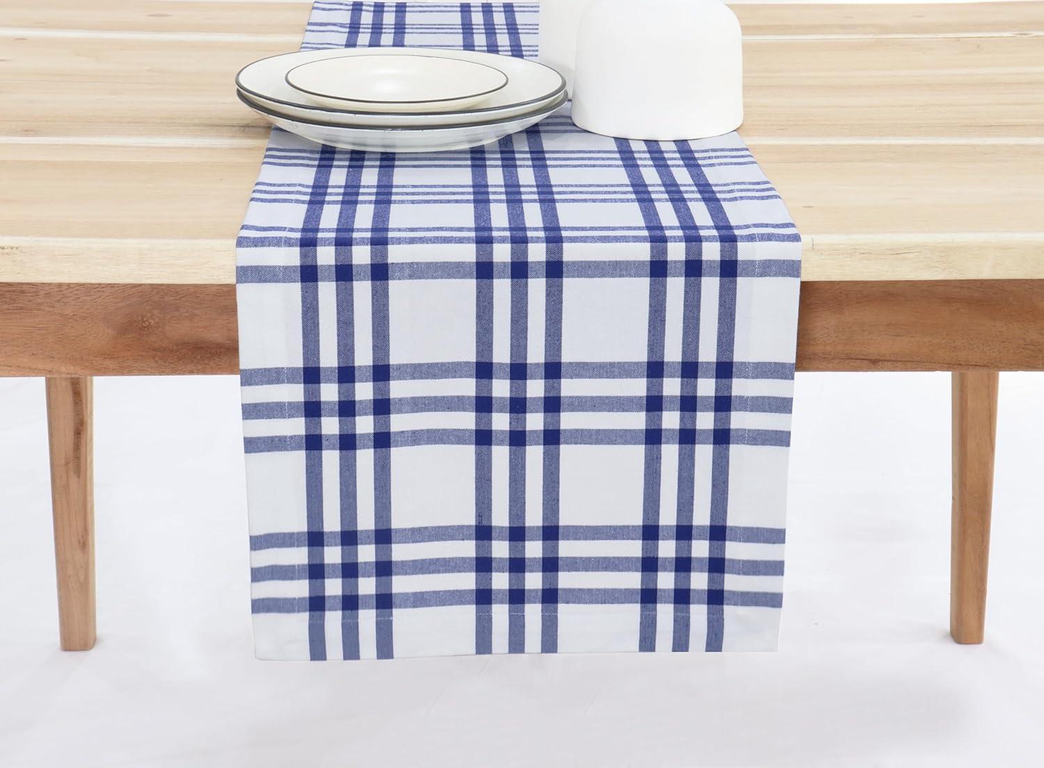 imagePurpleEssences Homestead Plaid Table Runner 14 x 90 inch Classic Farmhouse 100 Cotton Checkered Table Runner Fall Thanksgiving Beige and White14 x 90 Inch