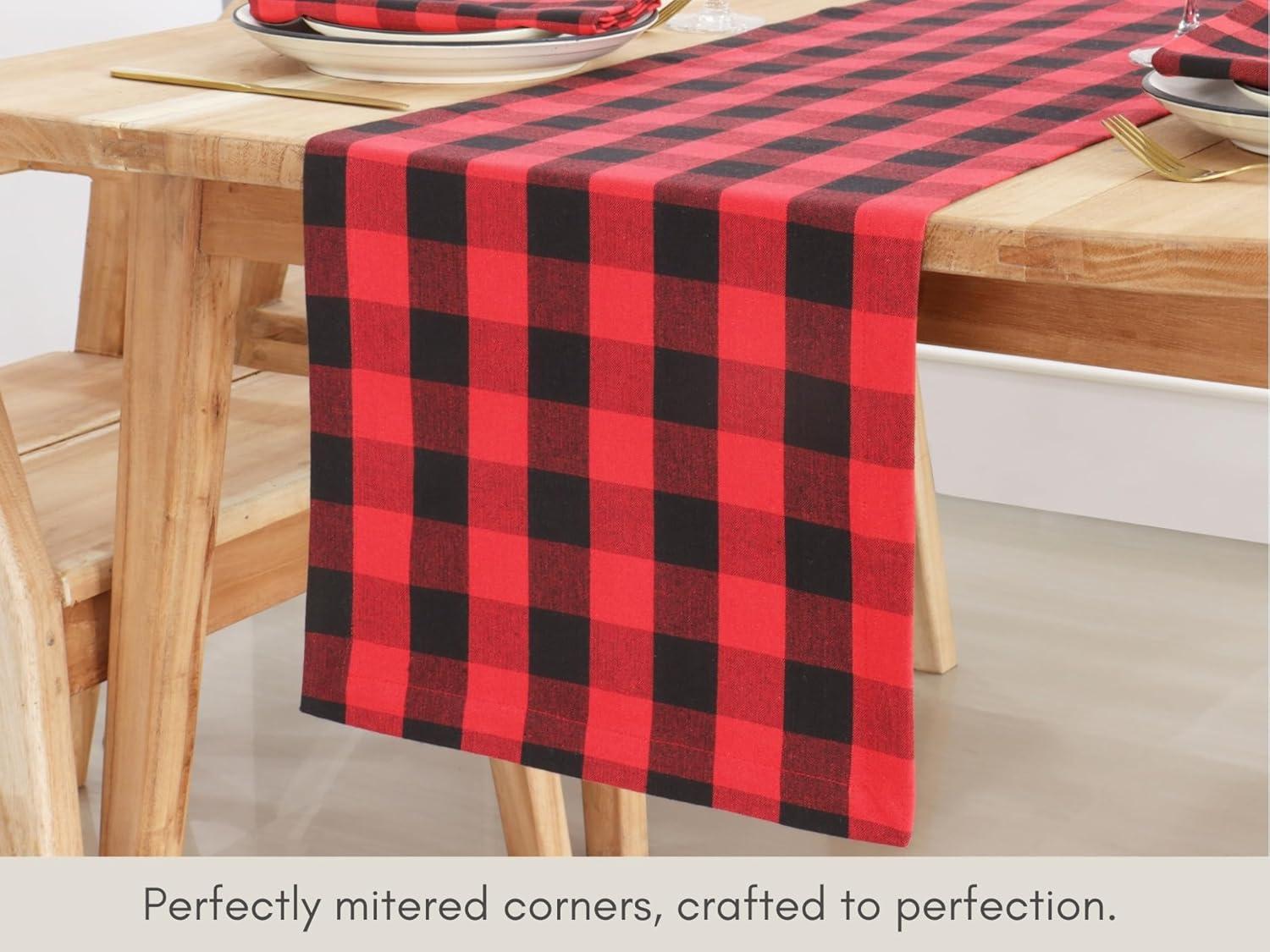 imagePurpleEssences Homestead Plaid Table Runner 14 x 90 inch Classic Farmhouse 100 Cotton Checkered Table Runner Fall Thanksgiving Beige and White14 x 90 Inch