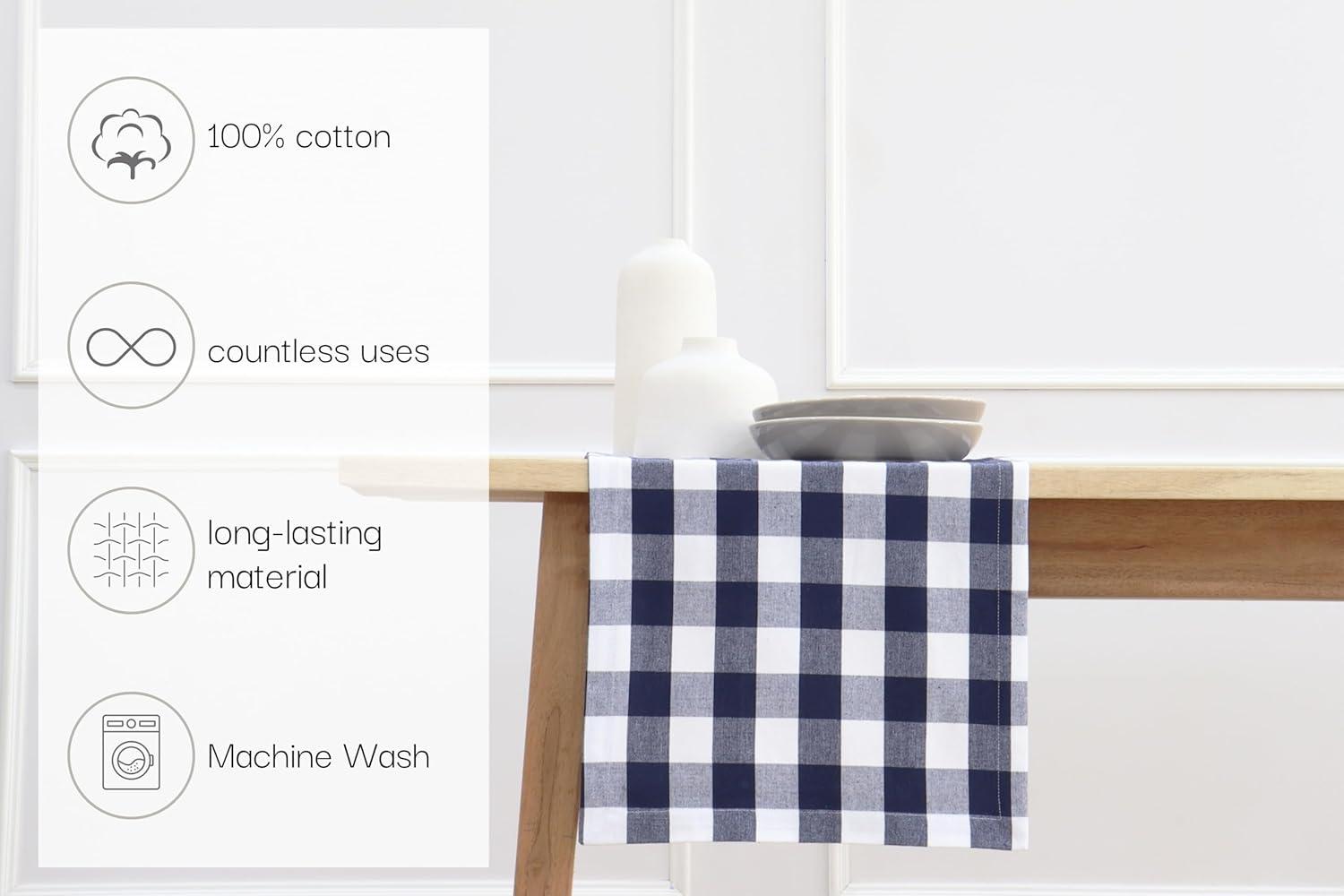 imagePurpleEssences Homestead Plaid Table Runner 14 x 90 inch Classic Farmhouse 100 Cotton Checkered Table Runner Fall Thanksgiving Beige and White14 x 90 Inch