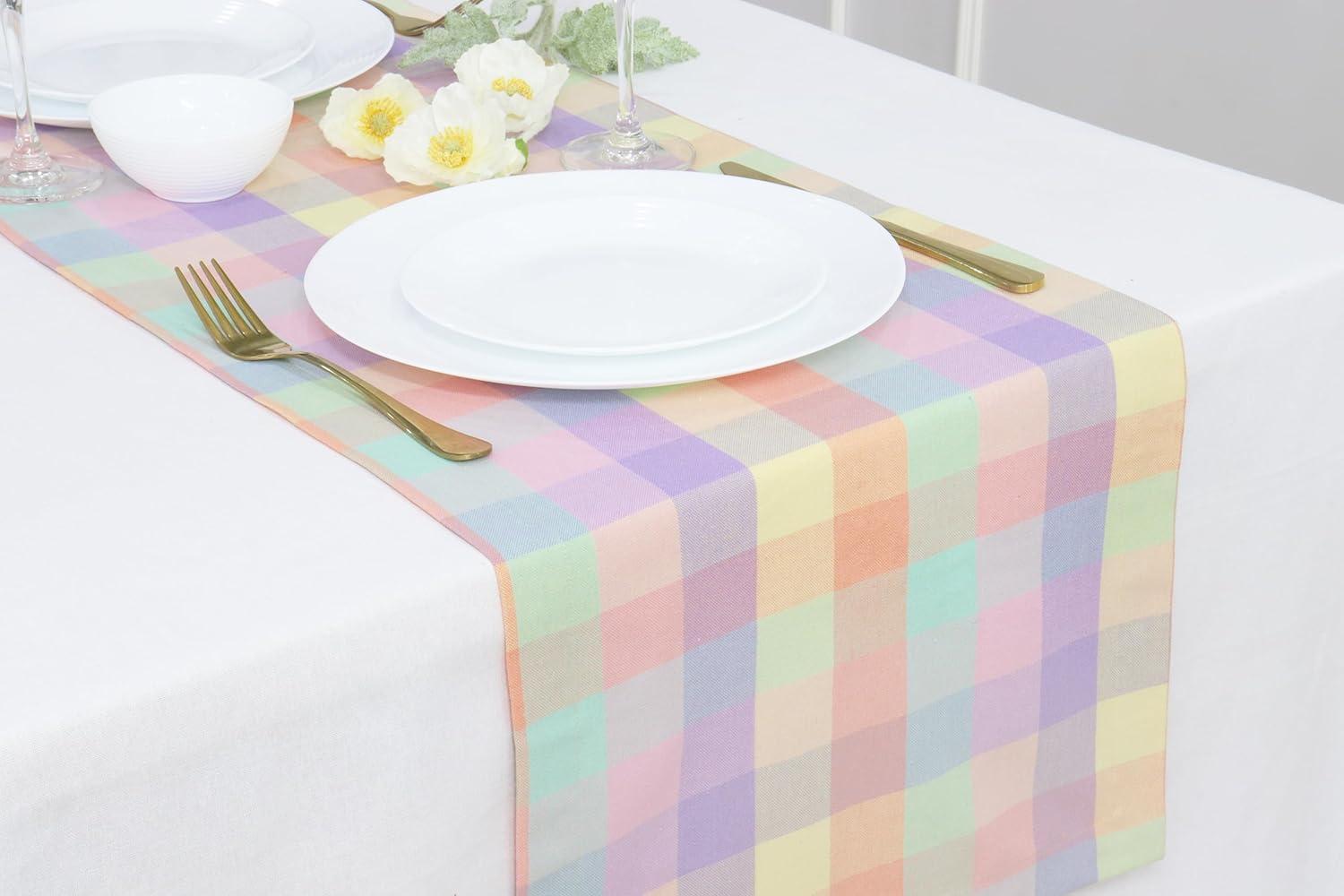 imagePurpleEssences Homestead Plaid Table Runner 14 x 90 inch Classic Farmhouse 100 Cotton Checkered Table Runner Fall Thanksgiving Beige and White14 x 90 Inch